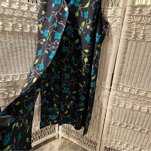 Vtg VERSAILLES New York Women's 2X Floral MIDI‎ Sleeveless DUSTER Vest Cardigan - Picture 5 of 14